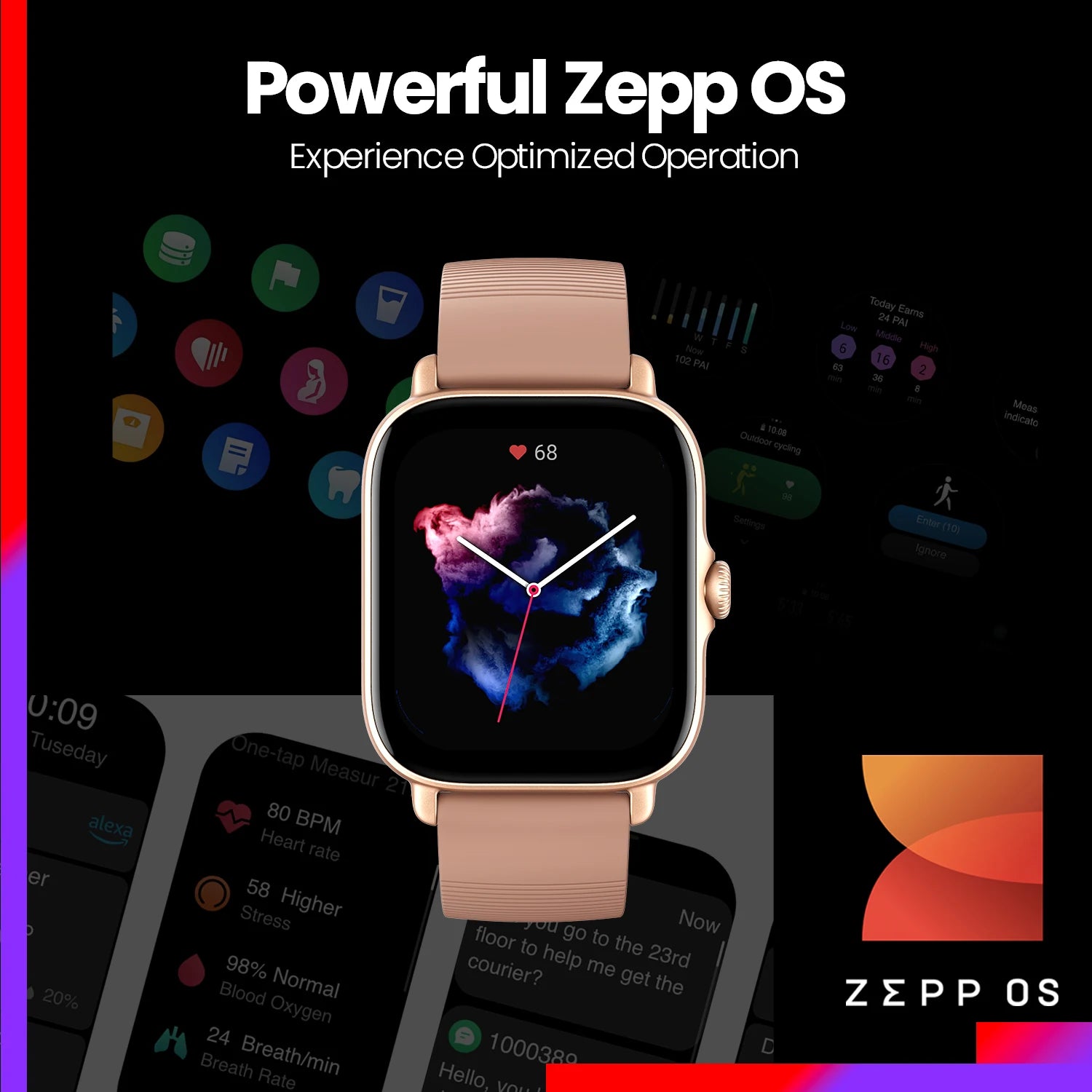 New Amazfit GTS 3 GTS3 GTS-3 Zepp OS Smartwatch Alexa 1.75'' AMOLED Display 12-day Battery Life Smart watch for Andriod