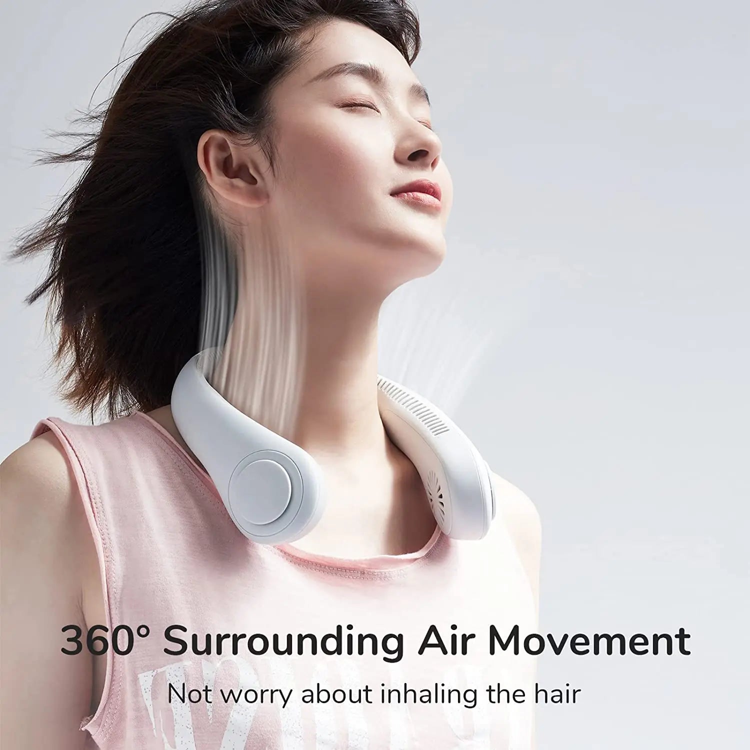 JISULIFE Portable Neck Fan 4000 mAh USB Recharge 78 Air outlet Provide Cooling Wind Mini Personal Fan Silent Neckband for Sports