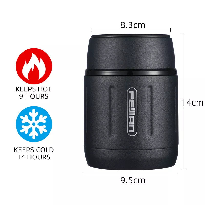 FEIJIAN 500ml Food Thermos,  316 Stainless Steel Vacuum Insulated Food Jar With Spoon Kids Lunch Box