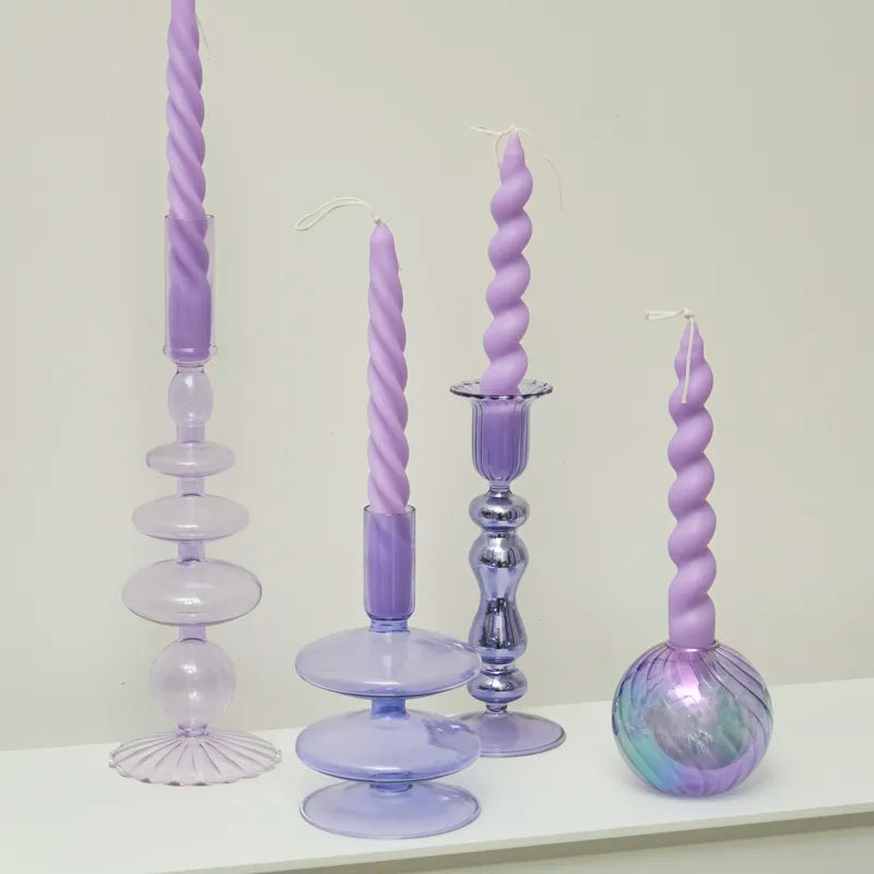 Decorative Candle Holders Colorful Glass Flower Vase for Home Decoration Wedding Decoration Centerpieces Candlestick Gift