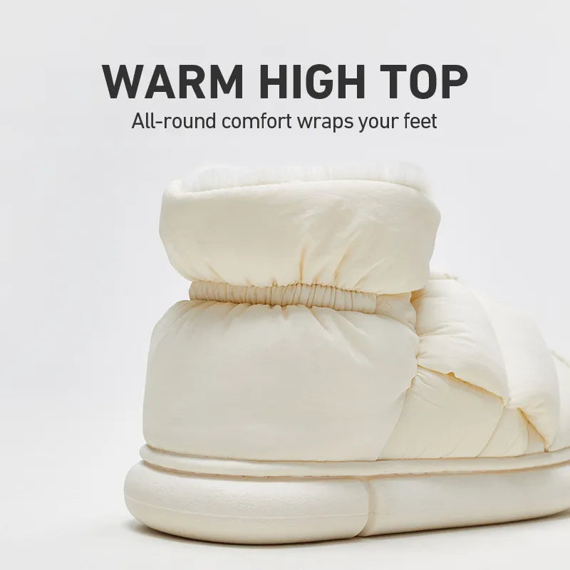 UTUNE High Top Women Ankle Slippers For Home Warm Plush Men's House Flats Anti-slip Platform Outside Splash-proof Snow Boots