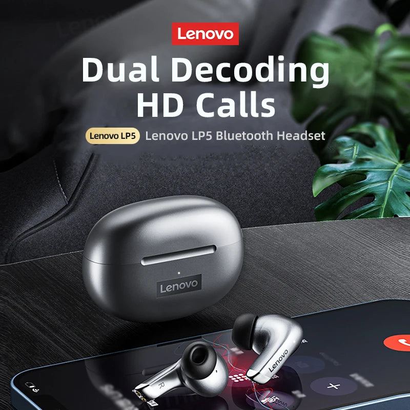 Original Lenovo LP5 Case Wireless Bluetooth Earbuds HiFi Music Earphone With Mic Headphones Sports Waterproof Headset 2022 New