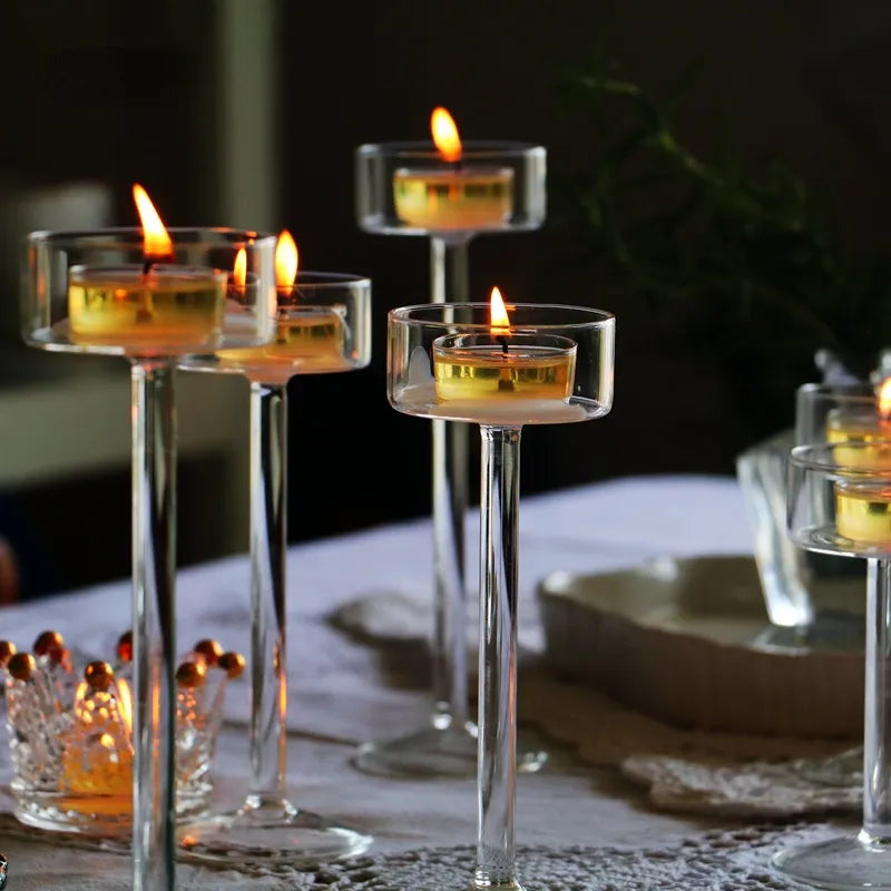Glass Candle Holders Set Tealight Candle Holder Home Decor Wedding Table Centerpieces Crystal Holder Dinner table setting _ Brand, Floriddle Decor, Home Decor _ Turtle and Rabbit _ turtle-and-rabbit.com