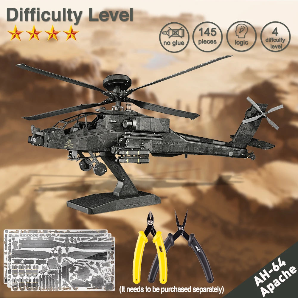 Piececool Model Building Kits Helicopter Aircraft Models 3D Puzzle DIY Fighter Toys for Teen Best Gifts for Christmas Birthday