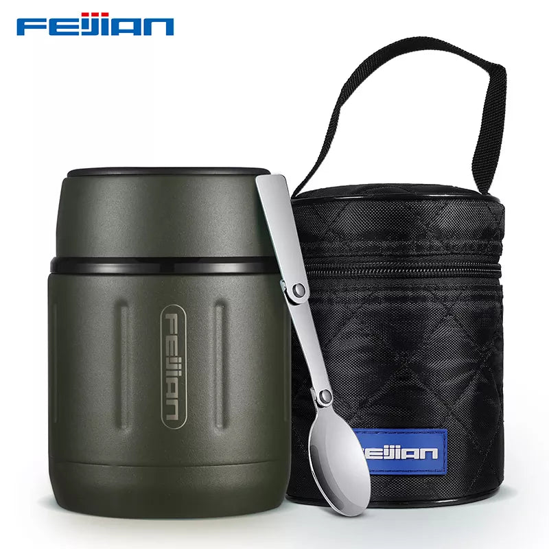 FEIJIAN 500ml Food Thermos,  316 Stainless Steel Vacuum Insulated Food Jar With Spoon Kids Lunch Box