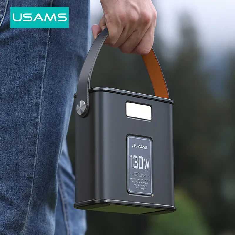USAMS 130W Power Station 80000mAh Emergency Power Supply Poratble Fast Charger for Outdoor Camping Home Energy Power Storage