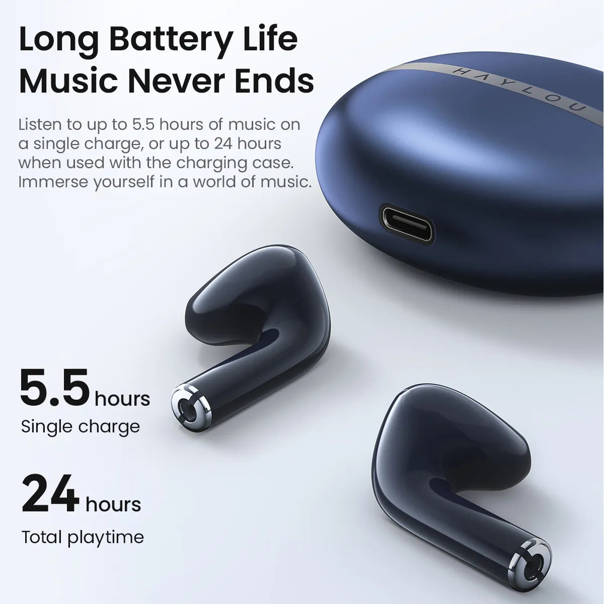 HAYLOU X1 2023 True Wireless Earphone Metallic Case Bluetooth 5.3 Headphones 24-Hour Battery Life Head Phones Half in-ear Earbud
