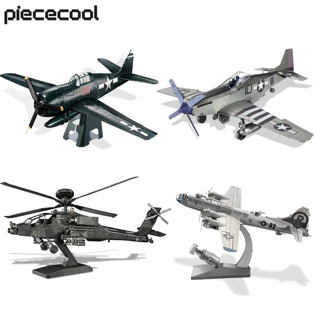 Piececool Model Building Kits Helicopter Aircraft Models 3D Puzzle DIY Fighter Toys for Teen Best Gifts for Christmas Birthday