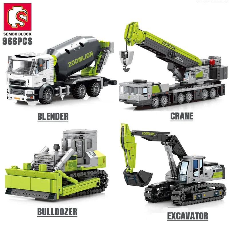 SEMBO BLOCK City Engineering Construction Building Blocks Excavator Bulldozer Crane Dump Truck Bricks DIY Child Toys Gifts