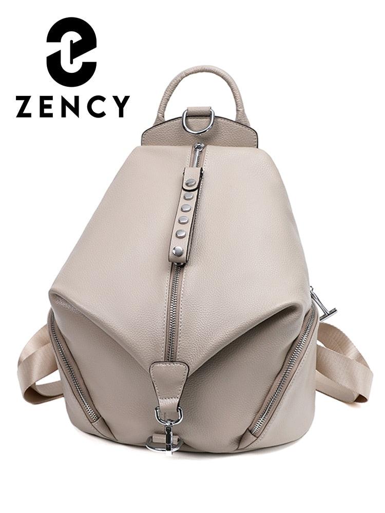 Zency 2022 Women's Leather Backpack Brand Designer Fashion Satchel Vintage Casual Shopper Bag Female Leisure Travel School Bags
