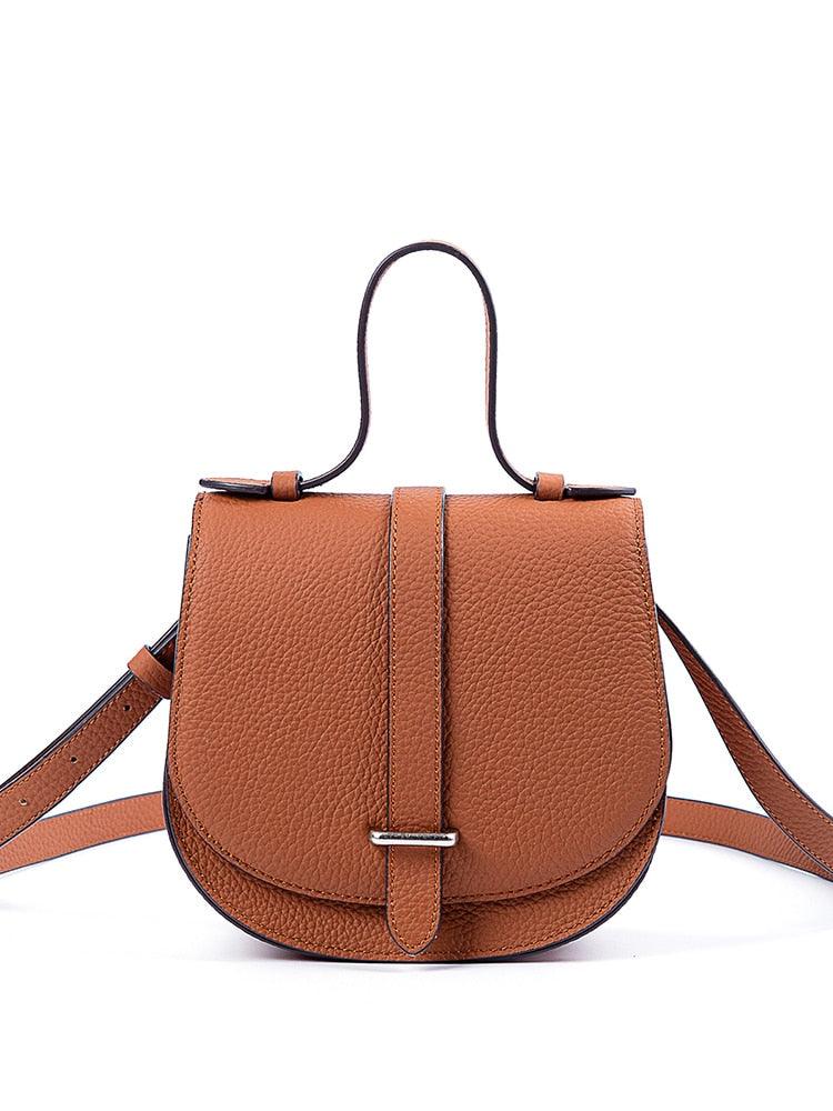Zency Top Layer Leather For Female Luxury Brand Tote Bag Fashion Saddle Handbag Women Simple Crossbody Bags Young Retro Shoulder
